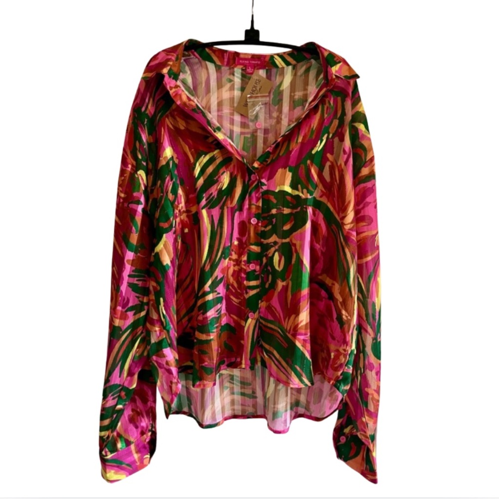 Flying Tomato Pink and Green Patterned Blouse